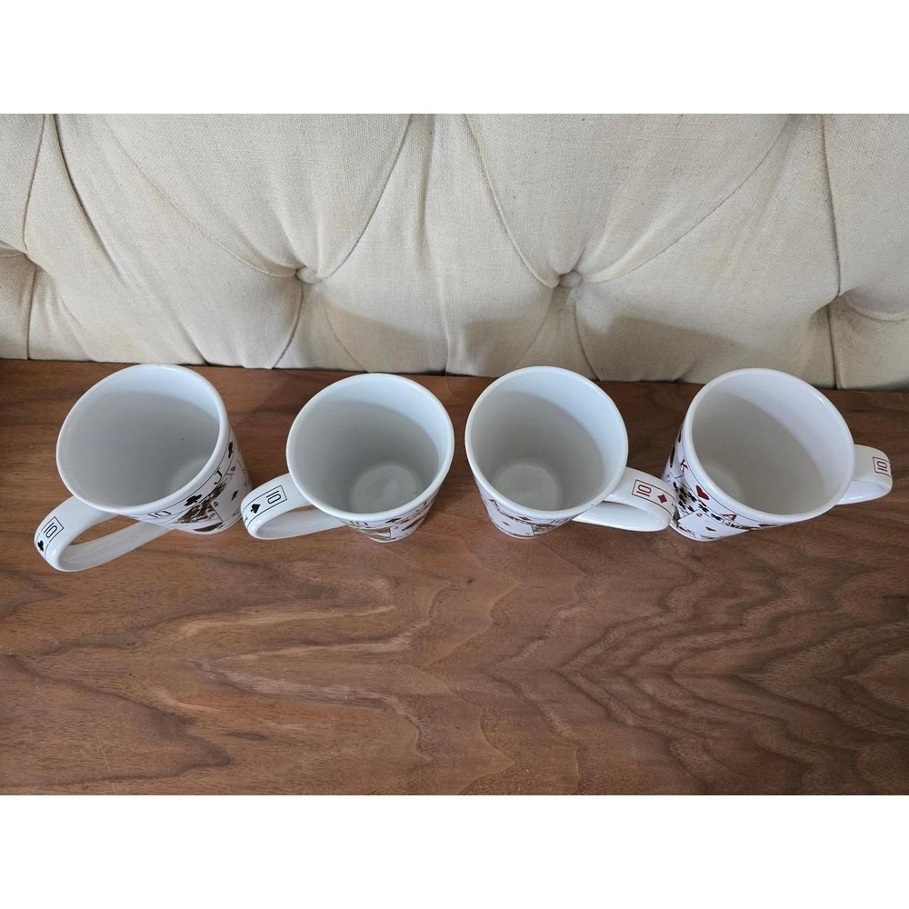 Set of 4 Playing Card Coffee Mugs Poker Casino Theme 12 cm / 4.7" - Picture 4 of 6